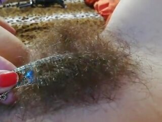 Hairy bush fetish films the best hairy pussy in close up with big clit
